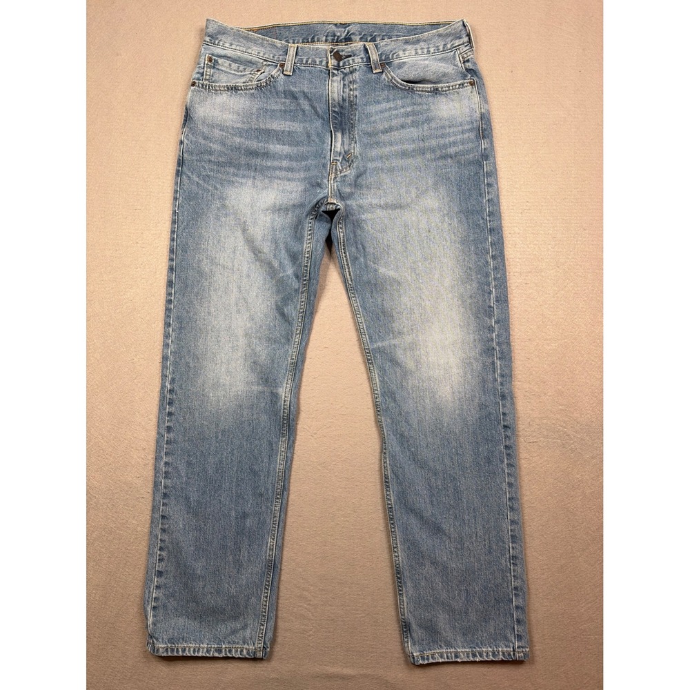 Levis 505 Regular Fit Jeans Mens 36x32 Light Wash Blue Straight Leg Denim